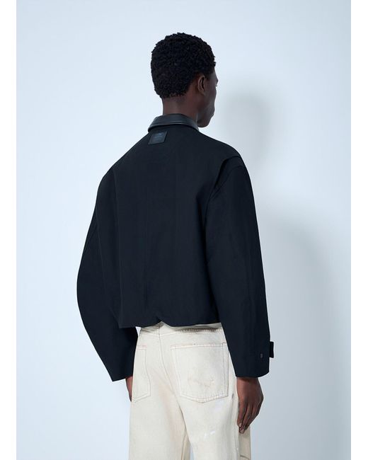 Acne Blue Leather-Trimmed Button Jacket for men