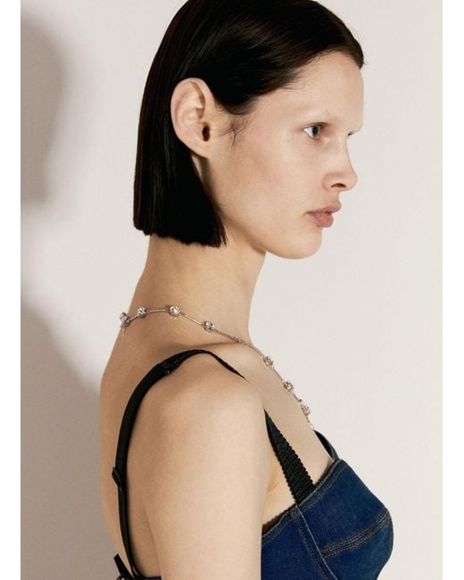 Dolce & Gabbana Natural Roseary-Style Necklace With Rhinestone Crosses