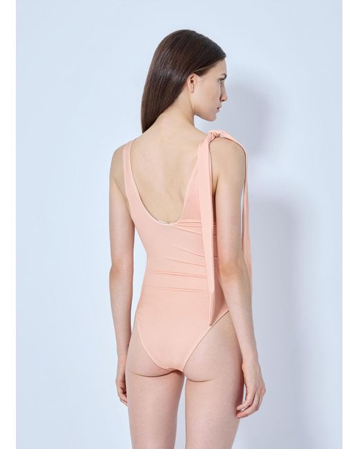 Chloé Pink Tie-strap One-piece Logo Swimsuit