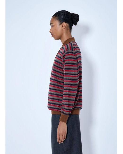 Prada Red Striped Polo Sweater