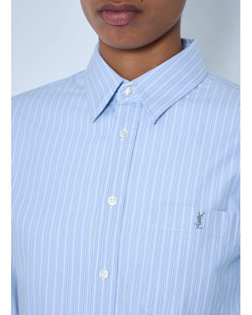 Saint Laurent Blue Striped Cotton Poplin Shirt