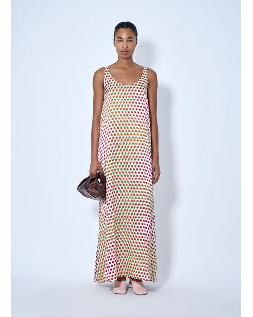 Dries Van Noten White Draz Polka-Dot Silk Maxi Dress
