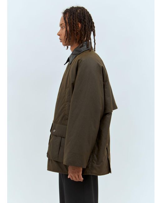 Miu Miu Waxed Canvas Blouson Jacket in Brown for Men | Lyst