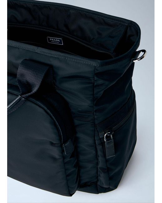 Prada Blue Re-Nylon Logo-Plaque Tote Bag for men
