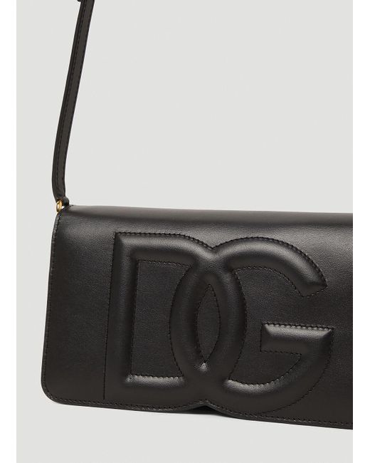 Dolce & Gabbana White Logo Leather Phone Bag