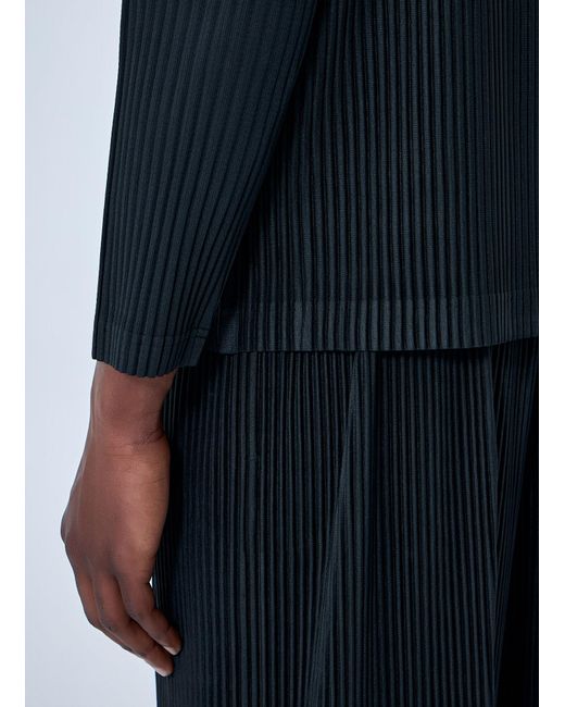 Homme Plissé Issey Miyake Blue Pleated Zip-Up Jacket for men