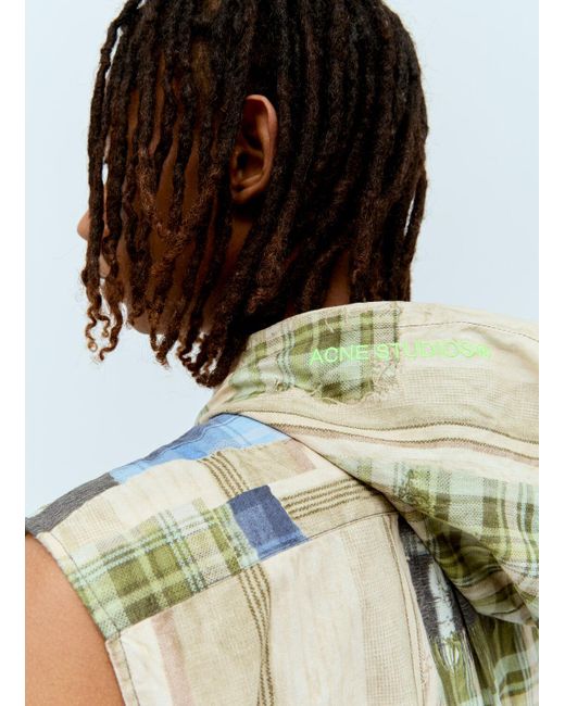 Acne Blue Check Print Vest for men