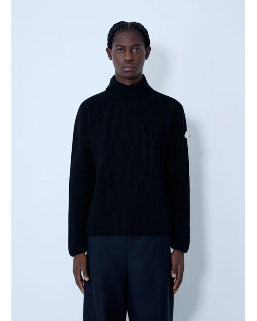 Moncler + Jil Sander Black Felted Wool Hooded Sweater for men