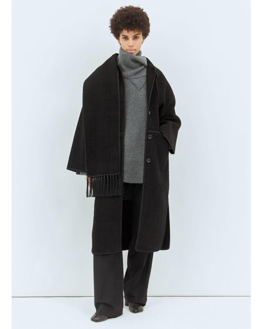 Totême  Gray Long-Scarf Wool Sweater