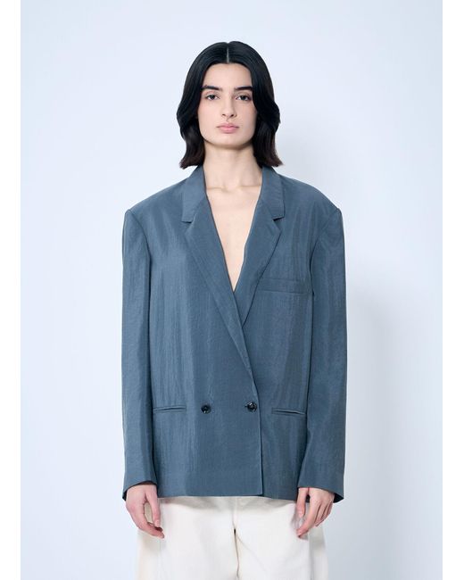 Lemaire Blue Soft Tailored Double-Breasted Blazer