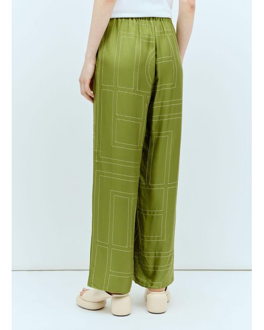 Totême  Green Monogram Silk Pyjama Pants