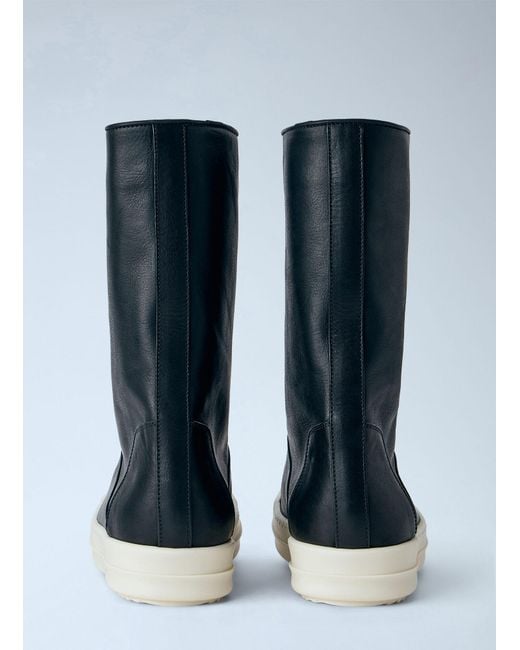 Rick Owens Blue Tower High Leather Boots