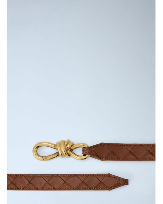 Bottega Veneta Blue Quilted Leather Belt With Knot Buckle