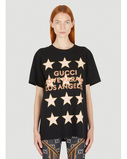 Gucci Cotton Love Parade Star Tshirt in Black Lyst