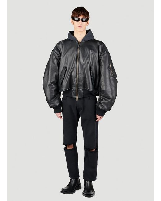 Balenciaga Hooded Oversized Bomber Jacket in Gray for Men Lyst