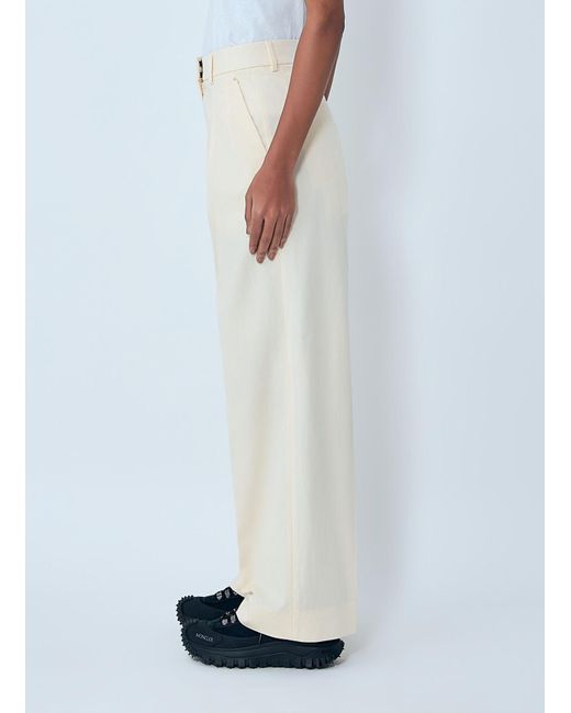 Moncler White Cotton Gabardine Wide-Leg Tailoredâ Pants