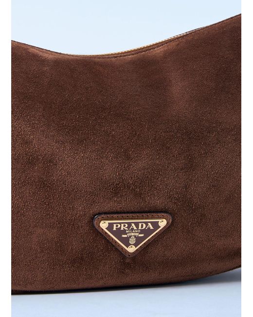 Prada White Small Suede Shoulder Bag