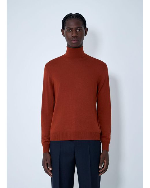 Saint Laurent Red Wool Turtleneck Sweater for men