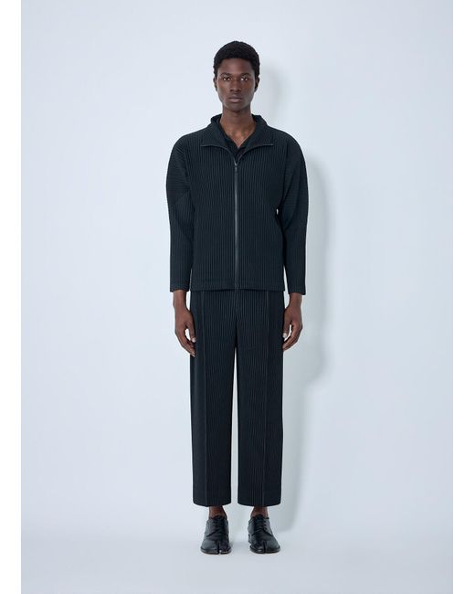 Homme Plissé Issey Miyake Blue Pleated Zip-Up Jacket for men