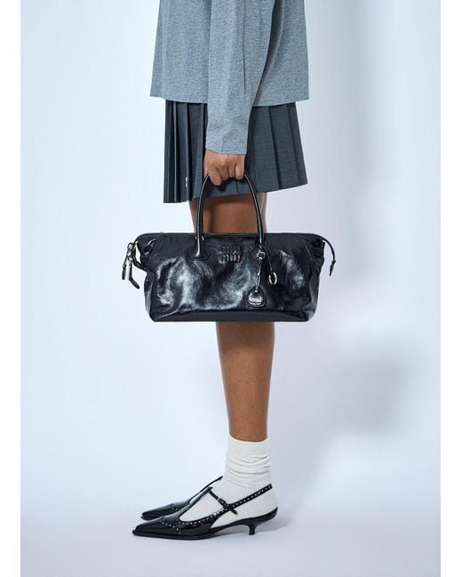 Miu Miu Blue Leather Top Handle Bag
