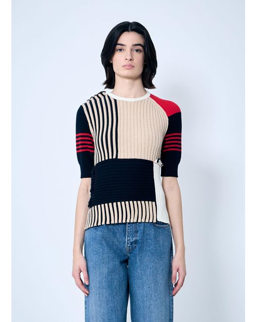Bottega Veneta Blue Rib Patchwork Sweater