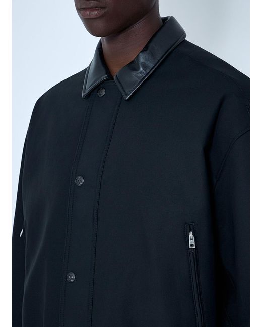 Acne Blue Leather-Trimmed Button Jacket for men