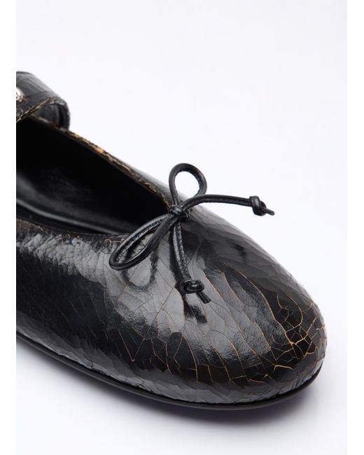 Miu Miu White Crackled Leather Ballerina Shoes