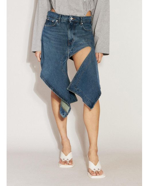 Y. Project Blue Evergreen Cut-out Denim Skirt