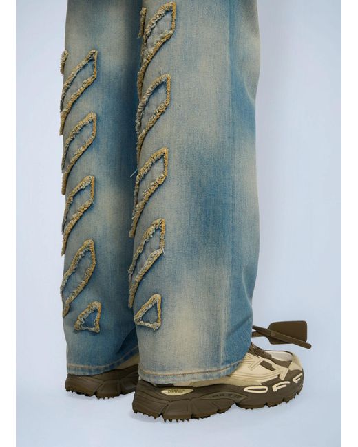 Off-White c/o Virgil Abloh Blue Diagonal Raw Patch 90S Skate Jeans for men
