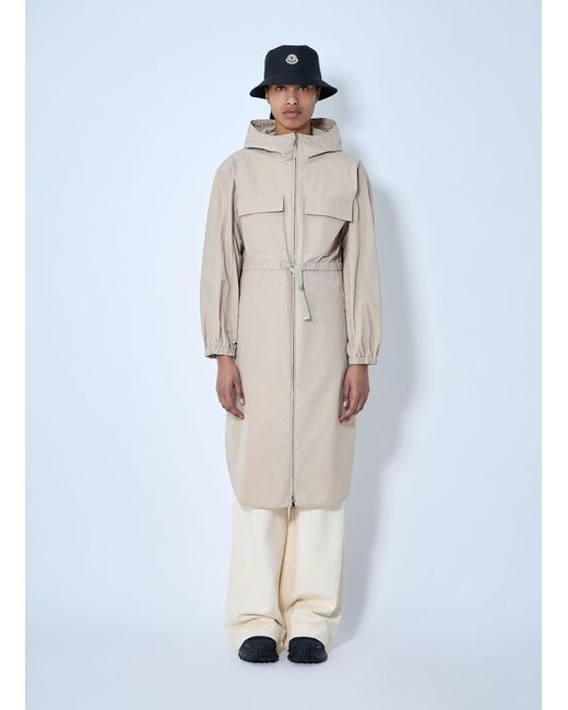 Moncler White Peronne Long Parka Jacket