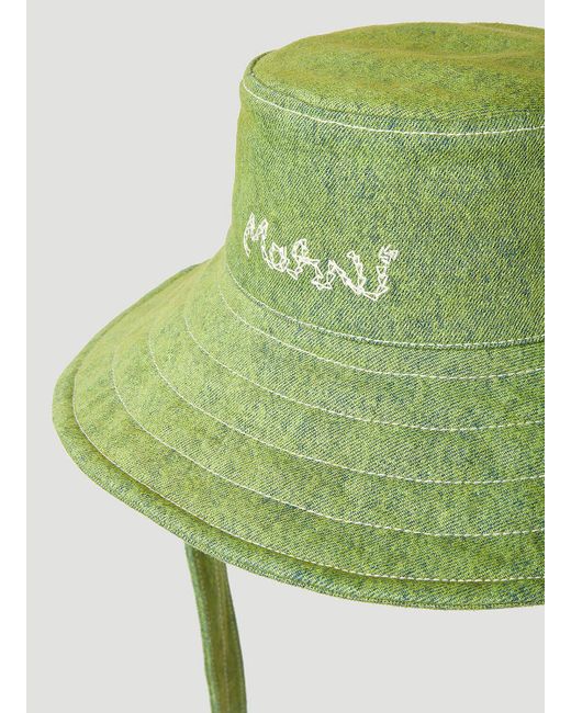 Marni Green Logo Embroidery Bucket Hat
