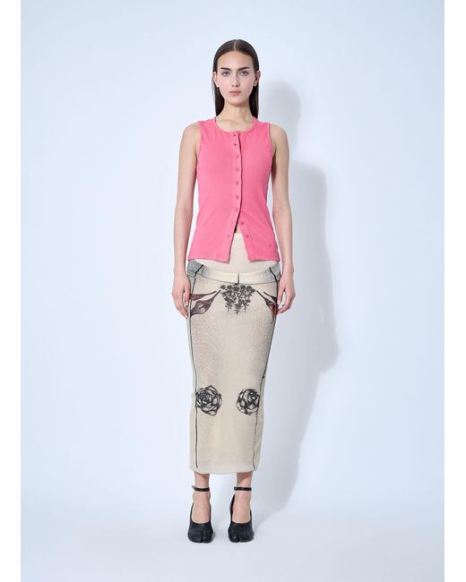 Jean Paul Gaultier White Double Layer Mesh Skirt