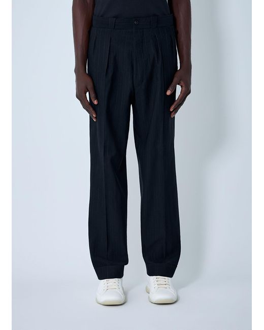 Prada Blue Wool-Blend Pinstripe Pants for men