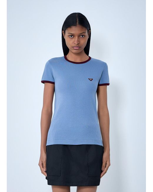 Prada Blue Cotton Jersey T-Shirt