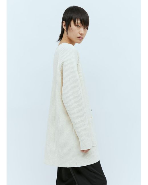 Totême  White Bouclé Knit Cardigan