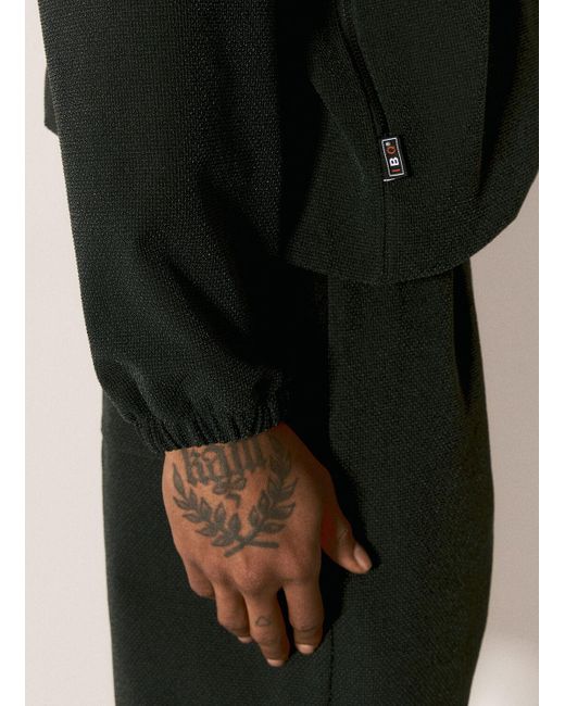 GR10K Black Textured Hooded Sweatshirt for men