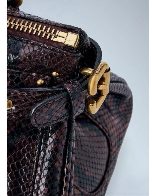 Chloé Red Paddington Embossed Python Effect Shoulder Bag