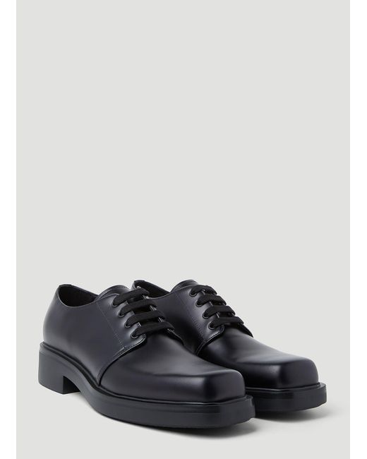 Prada White Brushed Leather Derby Shoes for men