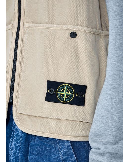 Stone Island Blue Cotton Twill Utility Vest for men