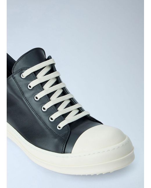 Rick Owens Blue Leather Low-Top Sneakers for men
