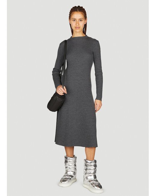 Moncler Gray Long Sleeve Knit Dress