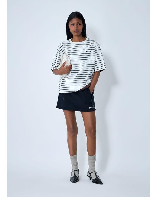 Miu Miu White Logo Motif T-Shirt