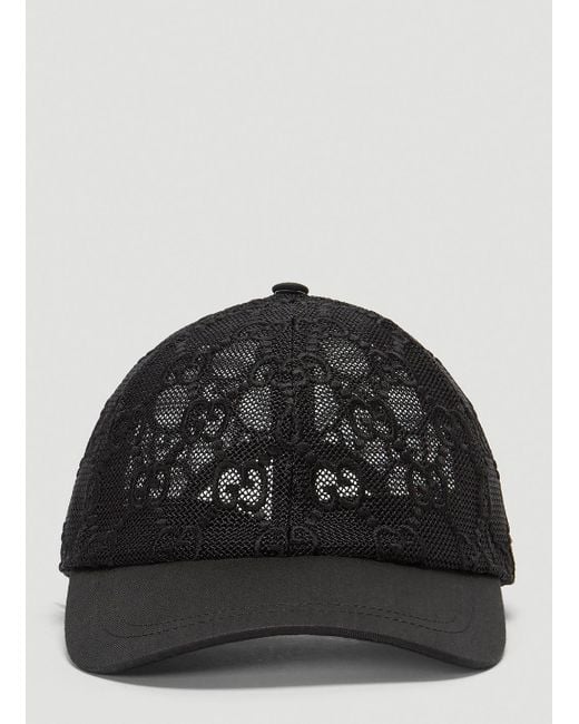 Gucci Black GG Embroidered Cotton Lace Baseball Cap