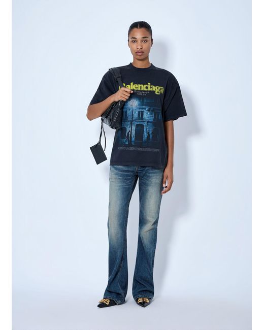 Balenciaga Blue The Address Medium Fit T-Shirt