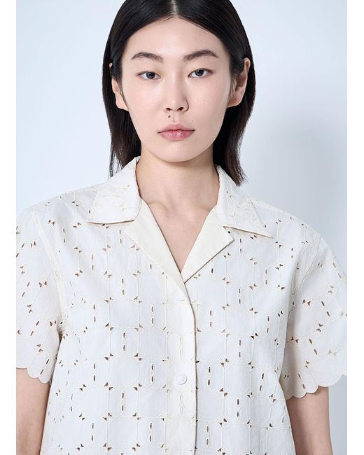 Moncler White Lace Button-Down Shirt