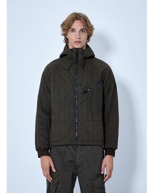 Stone Island Gray Quilted Hooded Jacket for men