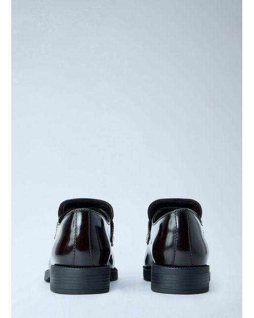 Prada White Leather Loafers With Logo Plaque