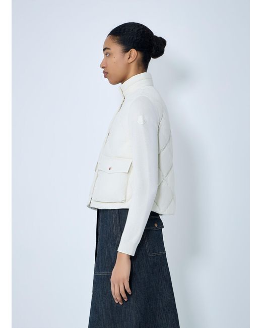 Moncler White Diamond-Quilted Gilet