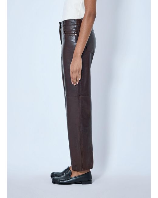Max Mara Blue Leather Wide-Leg Trousers