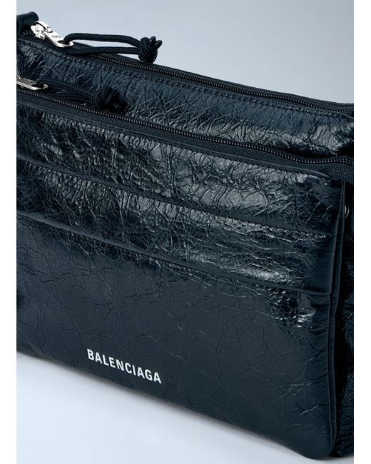 Balenciaga Blue Explorer Double Pouch Messenger Bag for men
